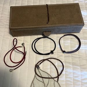 PANDORA JEWELRY BOX,  BONUS 4 leather 4 necklaces and one bracelet